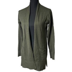 Pink Clover Olive Green Open Front Cardigan